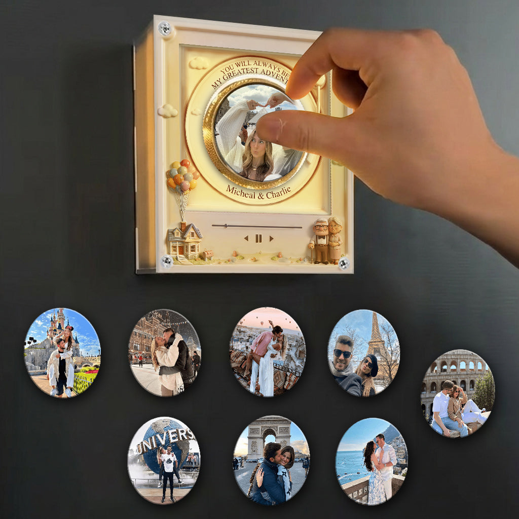 Personalized Rotating Music Magnet with Light Custom Couple Gift Rotating Music Magnet With Light GradoCreations