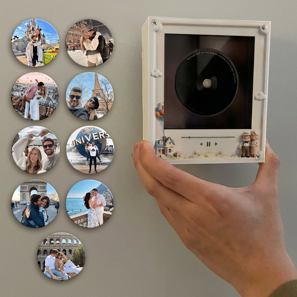 Personalized Rotating Music Magnet with Light Custom Couple Gift Rotating Music Magnet With Light GradoCreations