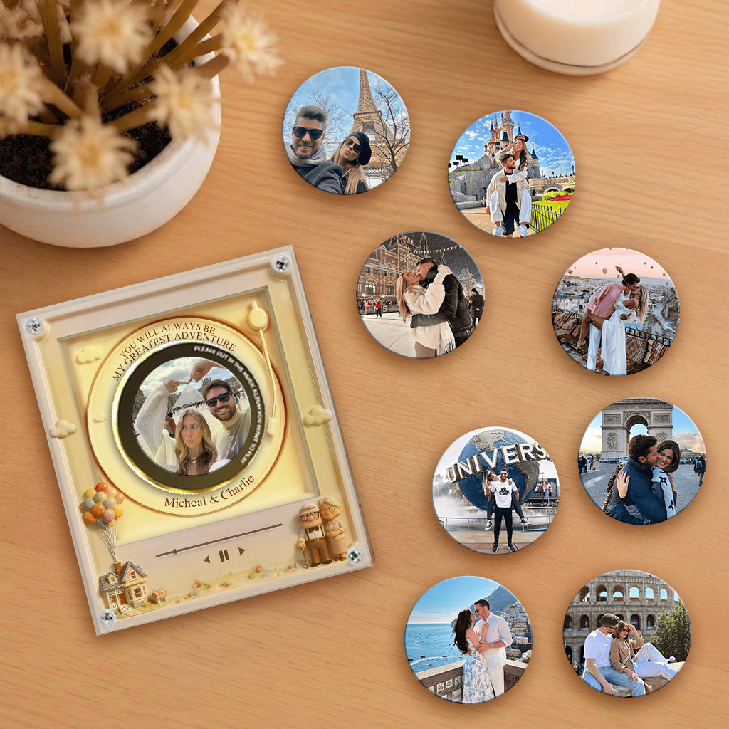 Personalized Rotating Music Magnet with Light Custom Couple Gift Rotating Music Magnet With Light GradoCreations