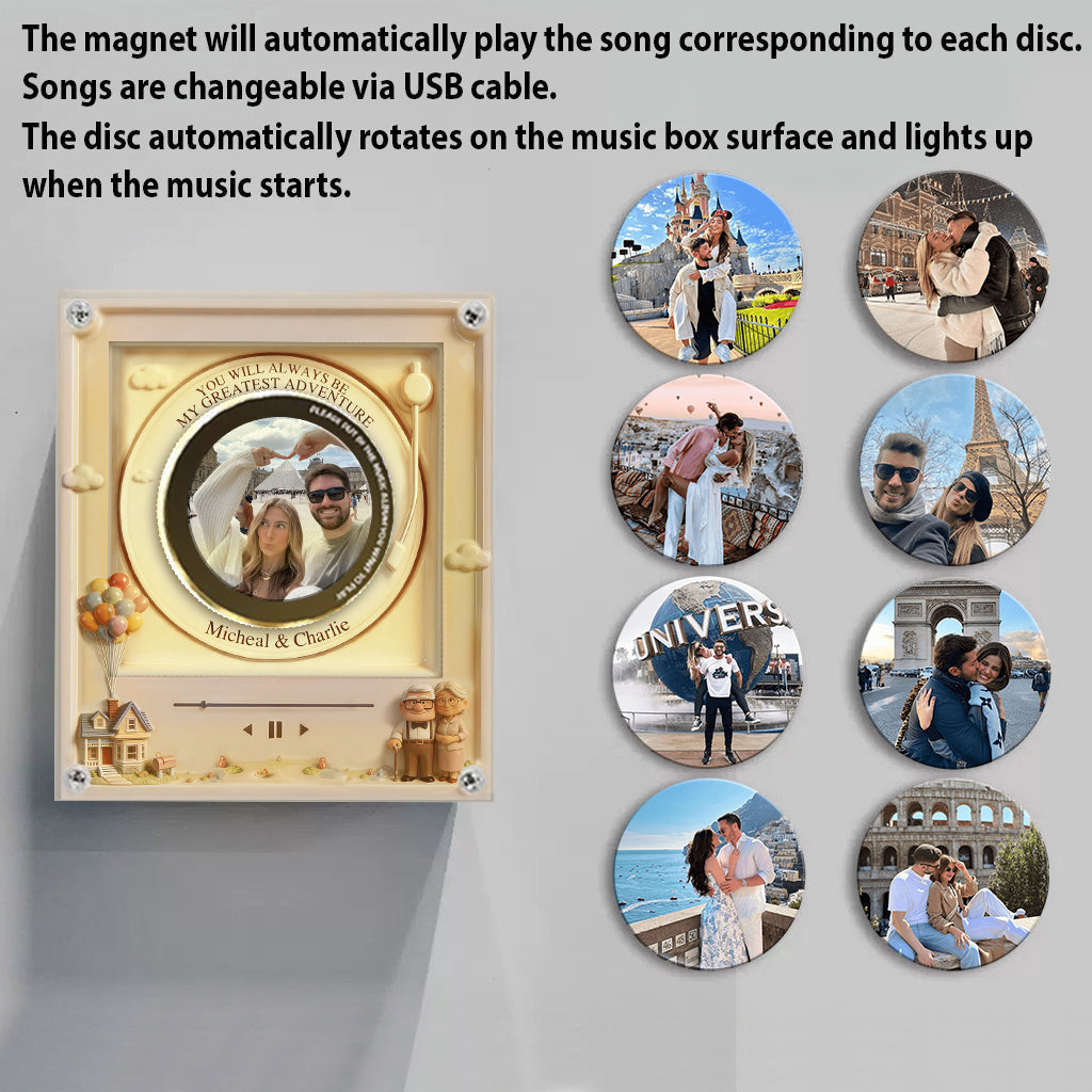 Personalized Rotating Music Magnet with Light Custom Couple Gift Rotating Music Magnet With Light GradoCreations
