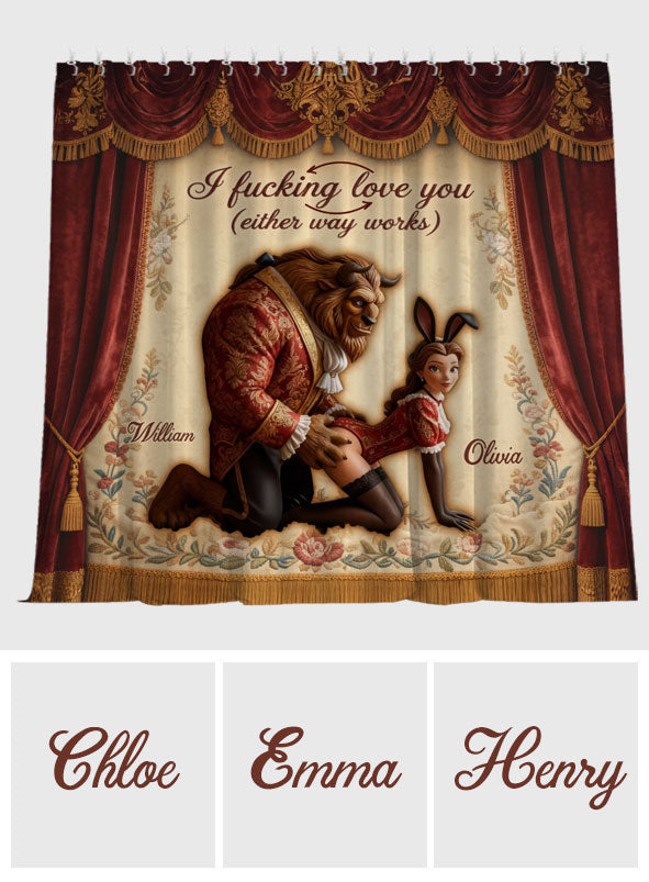 Funny Personalized Beauty and the Beast Tapestry Curtain Set Window Curtains GradoCreations