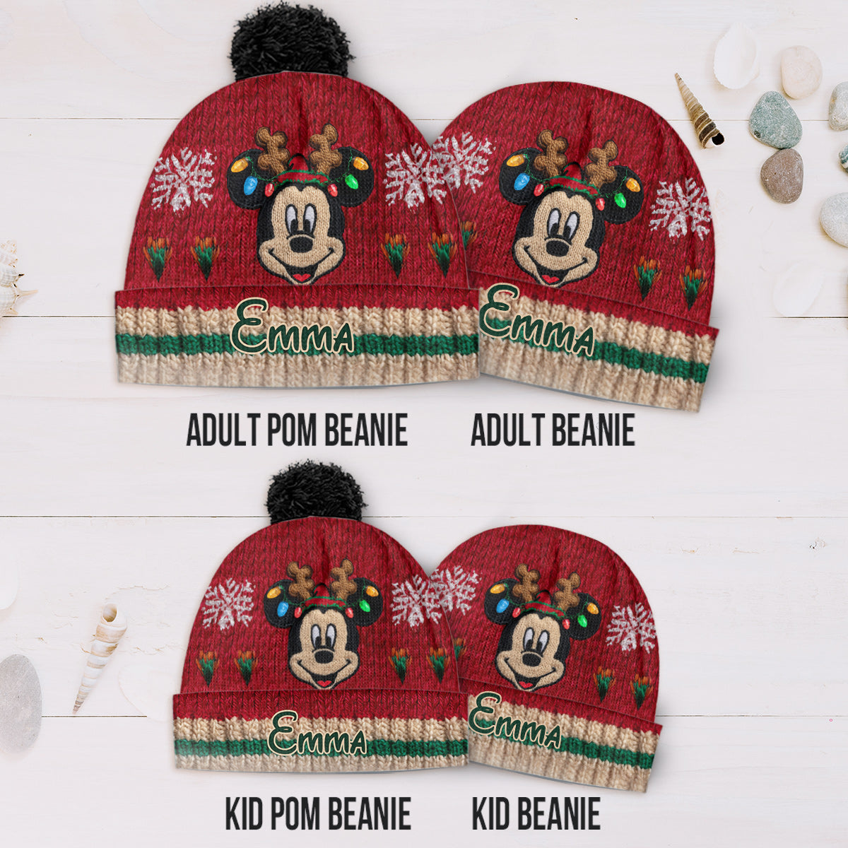 Personalized Mouse Knitted Beanie Hat and Scarf Set for Kids, Christmas Gift Knitted Beanie Hat and Scarf Set GradoCreations