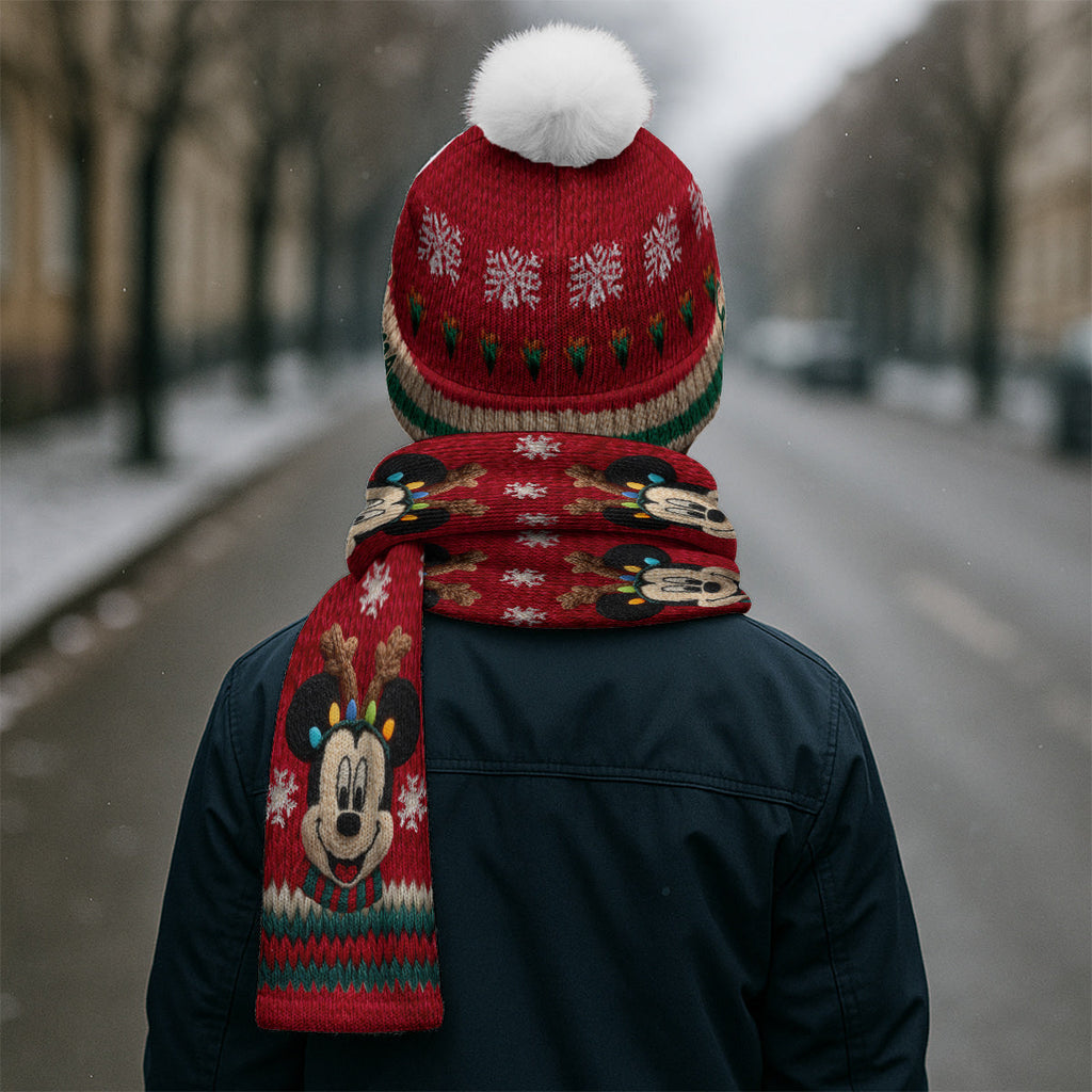 Personalized Mouse Knitted Beanie Hat and Scarf Set for Kids, Christmas Gift Knitted Beanie Hat and Scarf Set GradoCreations