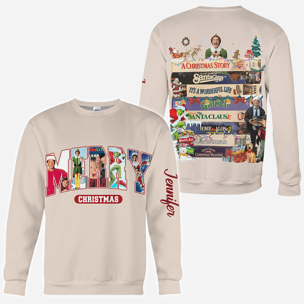 Personalized Christmas Movie Watching All Over Shirt Gift All Over Shirt GradoCreations