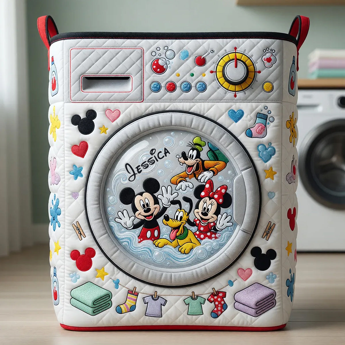 Personalized Quilted Laundry Basket Custom Name Gift for Kids Quilted Laundry Basket GradoCreations