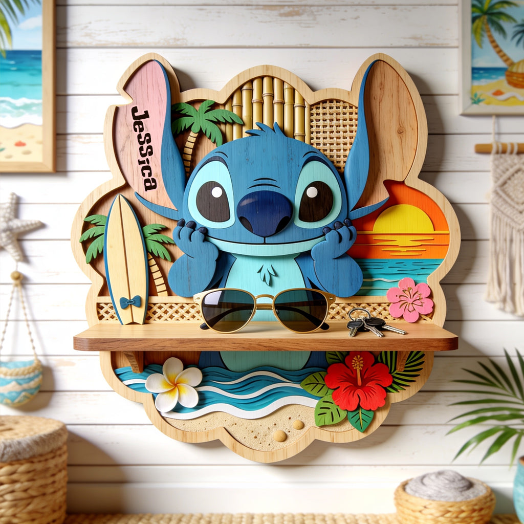 Personalized Ohana Wooden Floating Shelf with Custom Name - Unique Family Gift Wooden Floating Shelf GradoCreations