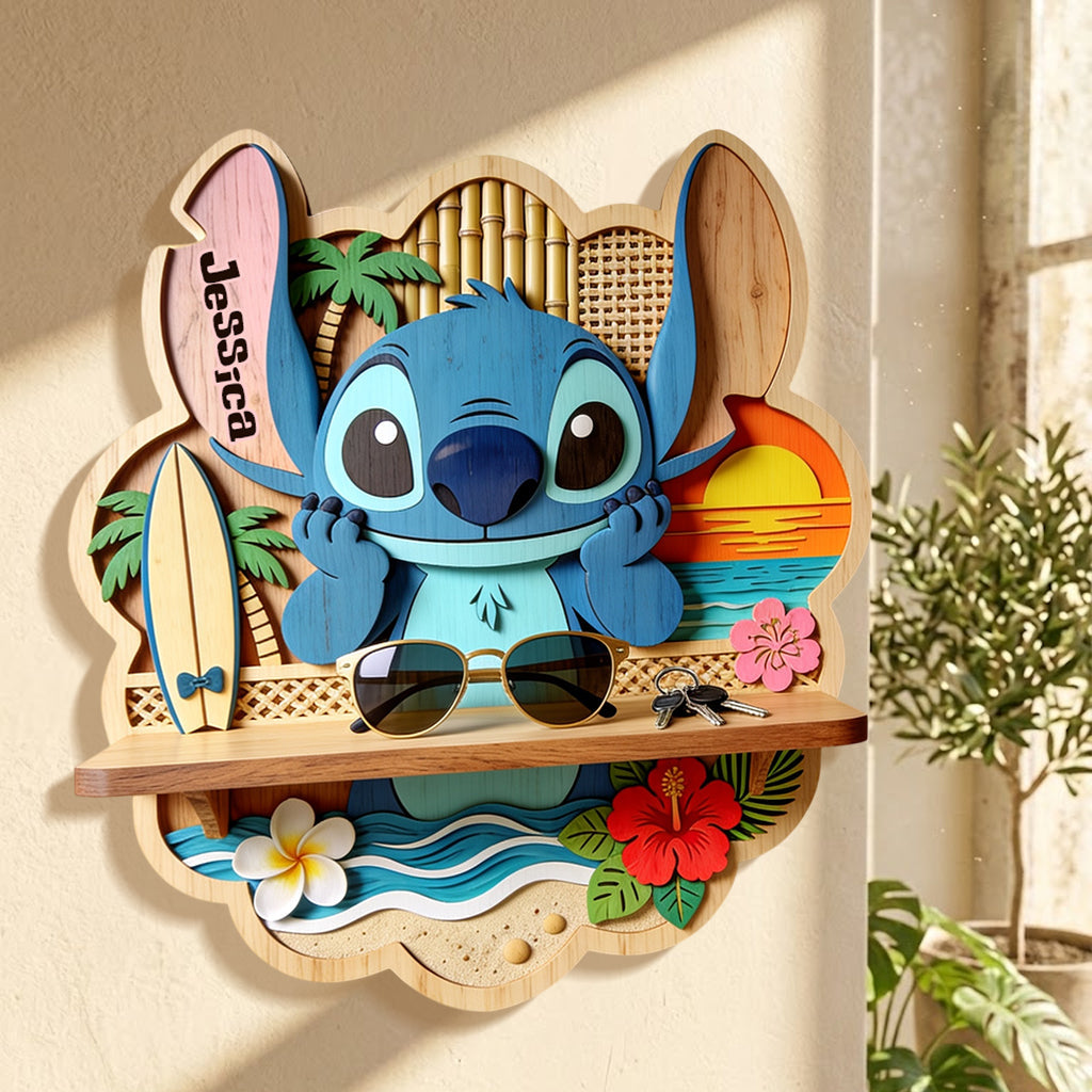 Personalized Ohana Wooden Floating Shelf with Custom Name - Unique Family Gift Wooden Floating Shelf GradoCreations