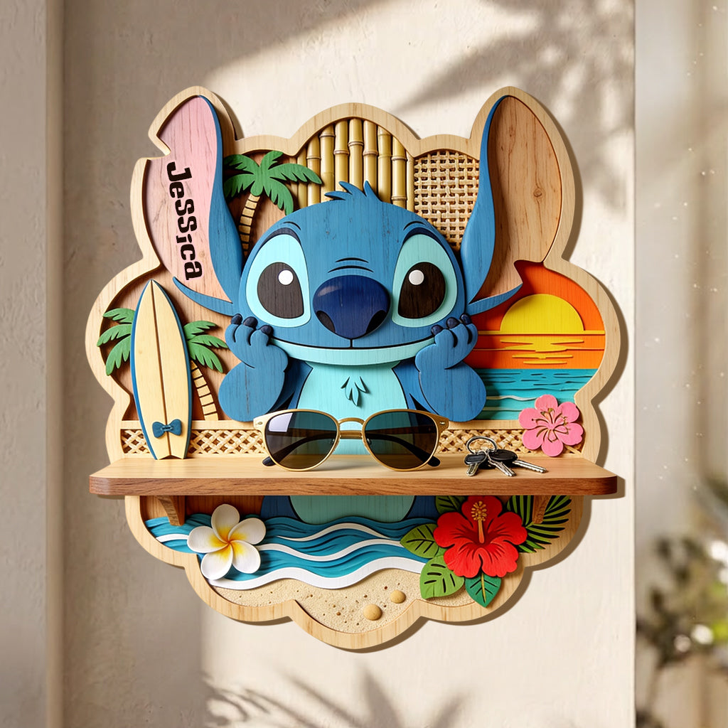 Personalized Ohana Wooden Floating Shelf with Custom Name - Unique Family Gift Wooden Floating Shelf GradoCreations