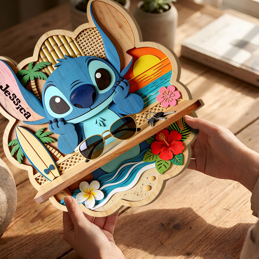Personalized Ohana Wooden Floating Shelf with Custom Name - Unique Family Gift Wooden Floating Shelf GradoCreations