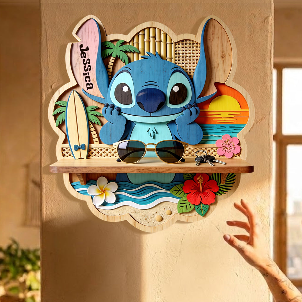 Personalized Ohana Wooden Floating Shelf with Custom Name - Unique Family Gift Wooden Floating Shelf GradoCreations