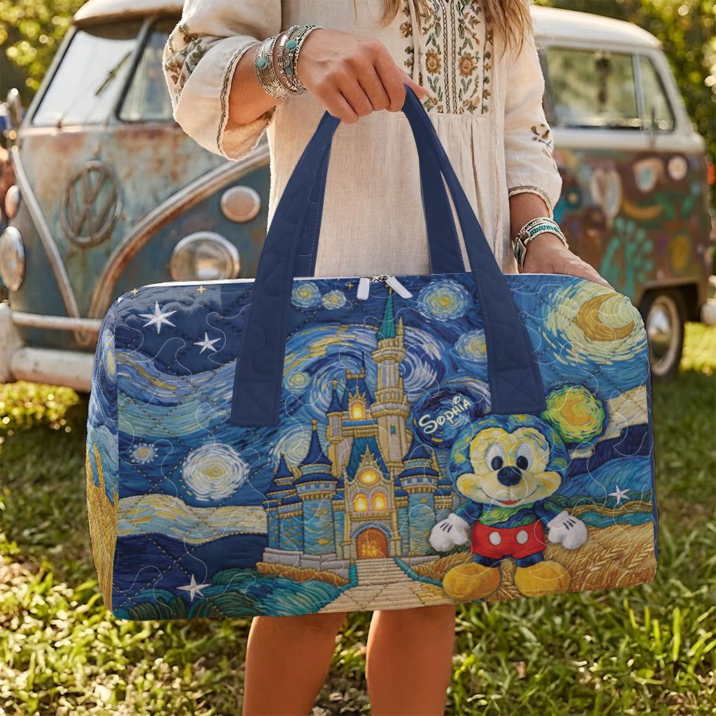 Personalized Mouse Quilt Duffle Bag with Plush Charm for Kids Quilt Duffle Bag & Plush Charm GradoCreations