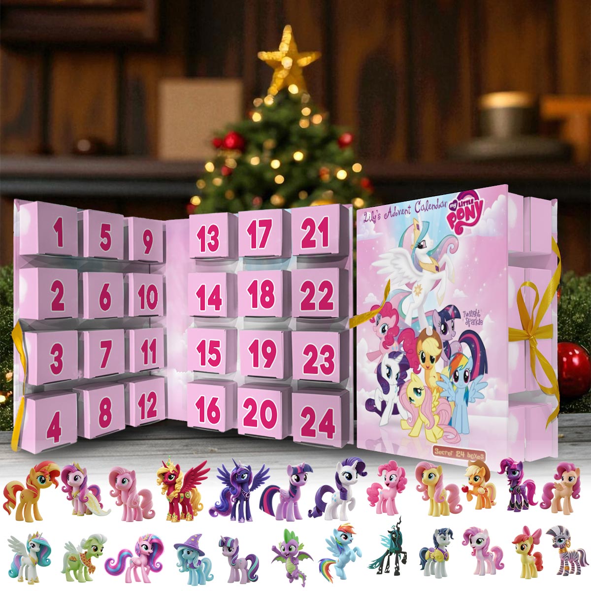 Personalized Little Pony Advent Calendar with Ornaments for Kids Folded Advent Calendar With Ornaments GradoCreations