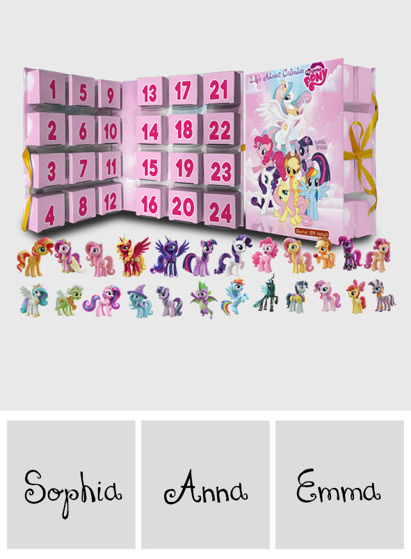 Personalized Little Pony Advent Calendar with Ornaments for Kids Folded Advent Calendar With Ornaments GradoCreations