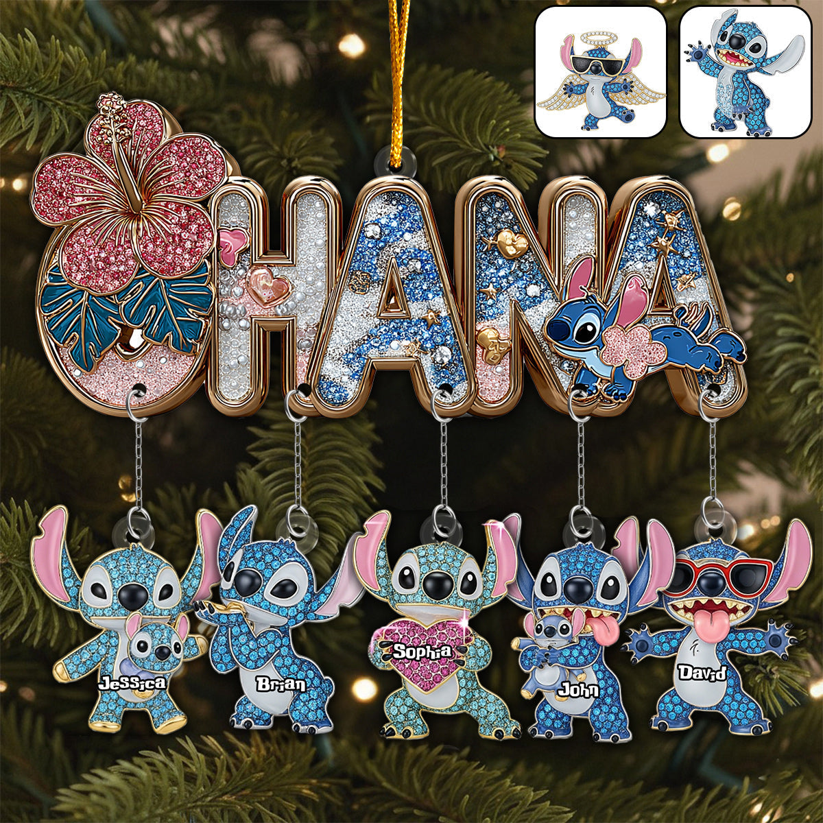 Personalized Ohana Ornament with Custom Charms for Families Ornament With Charm GradoCreations