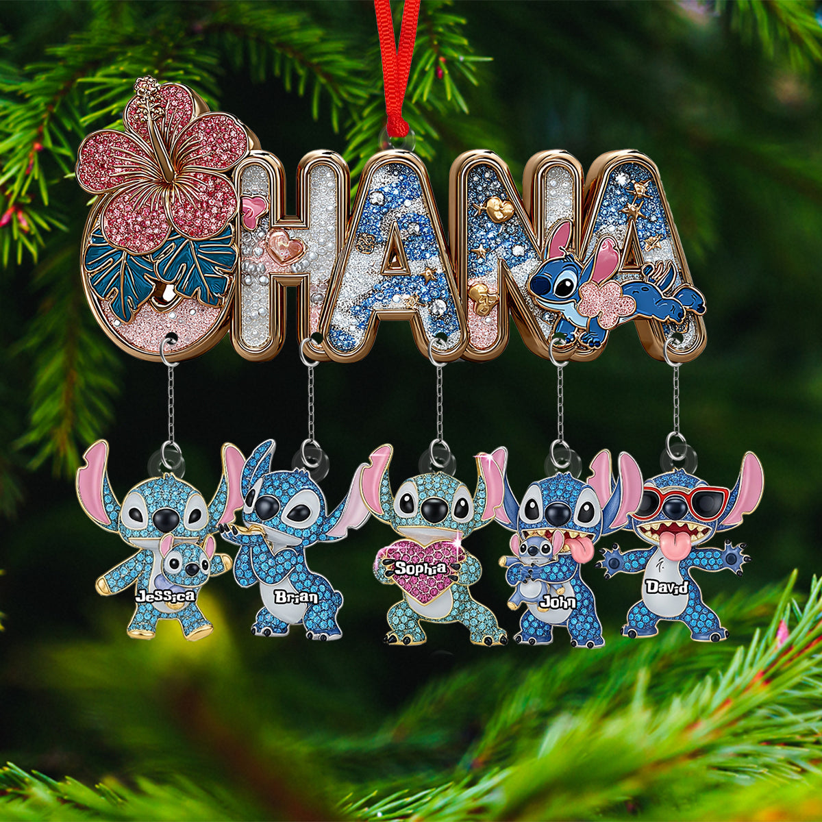 Personalized Ohana Ornament with Custom Charms for Families Ornament With Charm GradoCreations