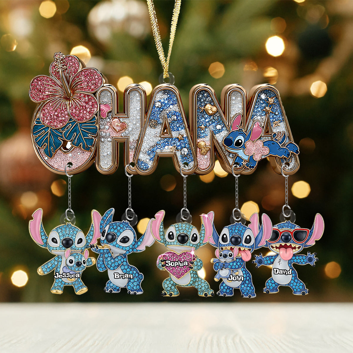 Personalized Ohana Ornament with Custom Charms for Families Ornament With Charm GradoCreations
