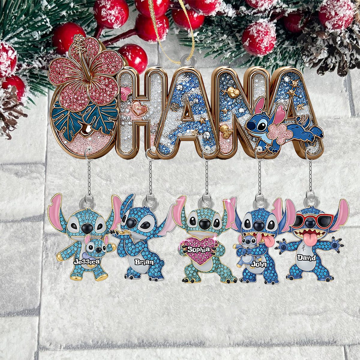 Personalized Ohana Ornament with Custom Charms for Families Ornament With Charm GradoCreations