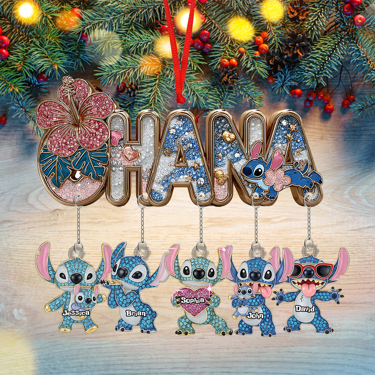 Personalized Ohana Ornament with Custom Charms for Families Ornament With Charm GradoCreations