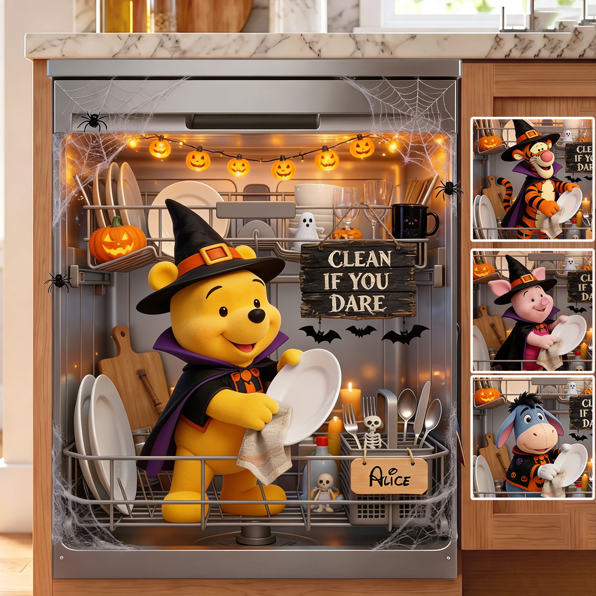 Personalized Magnetic Dishwasher Cover Yellow Bear Halloween Decor Dishwasher Cover GradoCreations