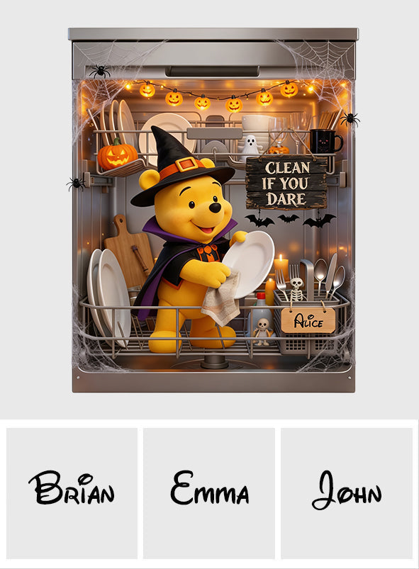 Personalized Magnetic Dishwasher Cover Yellow Bear Halloween Decor Dishwasher Cover GradoCreations