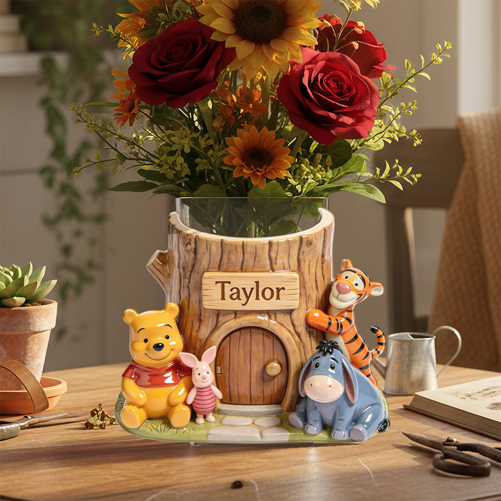 Personalized Yellow Bear Acrylic Pot Custom Name Gift Acrylic Pot GradoCreations