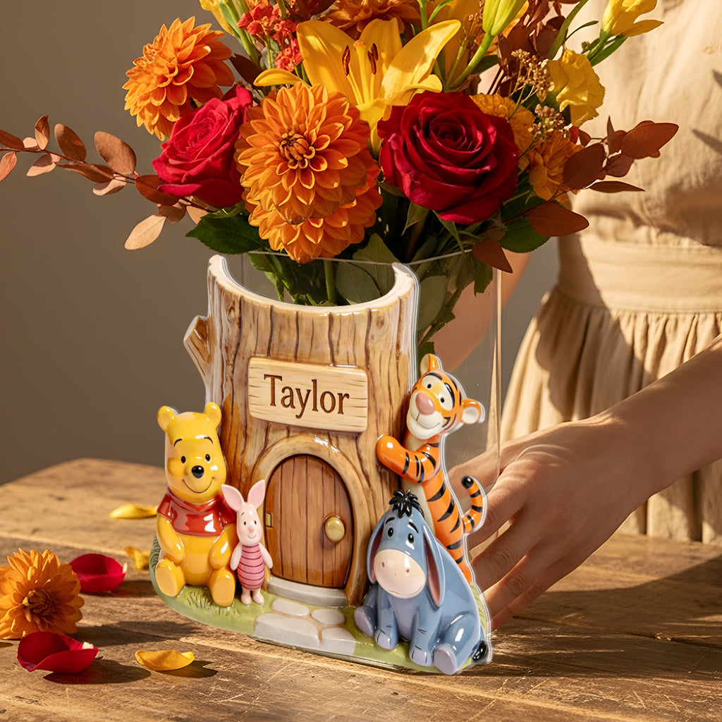 Personalized Yellow Bear Acrylic Pot Custom Name Gift Acrylic Pot GradoCreations