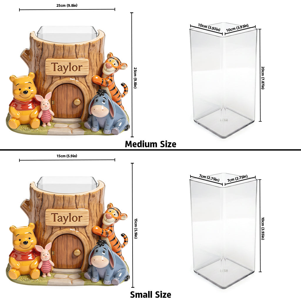 Personalized Yellow Bear Acrylic Pot Custom Name Gift Acrylic Pot GradoCreations