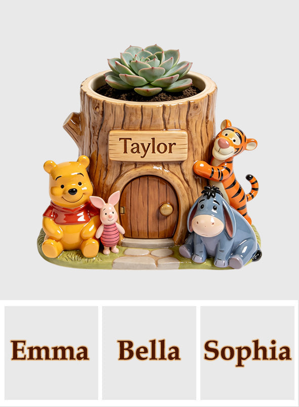 Personalized Yellow Bear Acrylic Pot Custom Name Gift Acrylic Pot GradoCreations