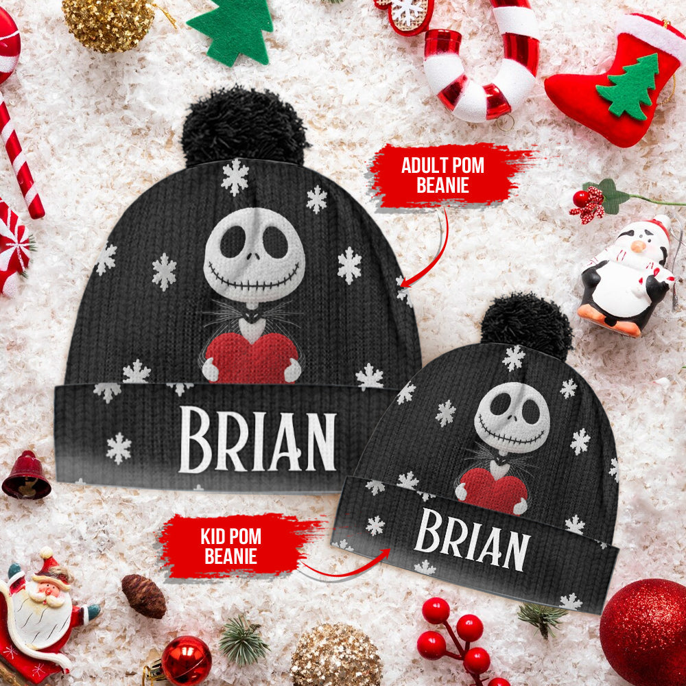 Personalized Nightmare Beanie Hat Custom Name Snowflakes Gift Beanie Hat GradoCreations