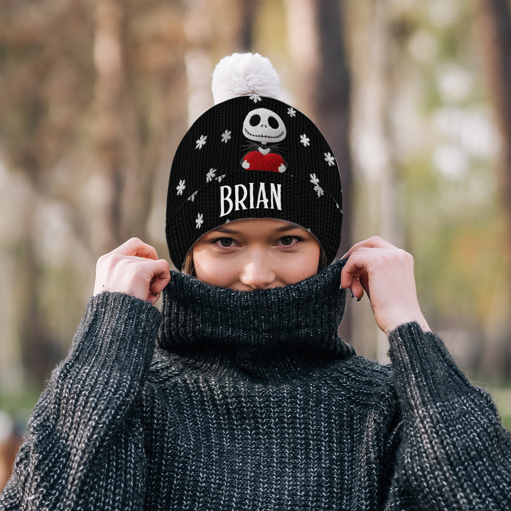 Personalized Nightmare Beanie Hat Custom Name Snowflakes Gift Beanie Hat GradoCreations
