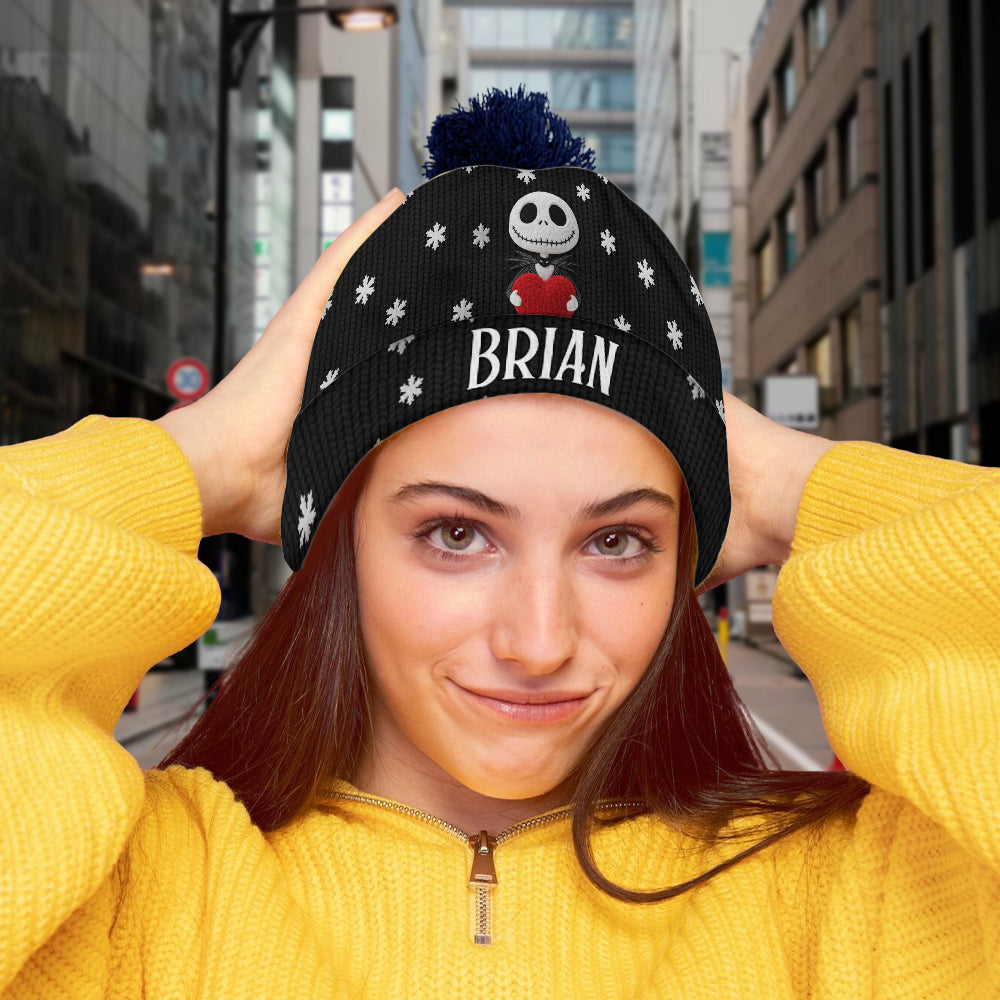 Personalized Nightmare Beanie Hat Custom Name Snowflakes Gift Beanie Hat GradoCreations