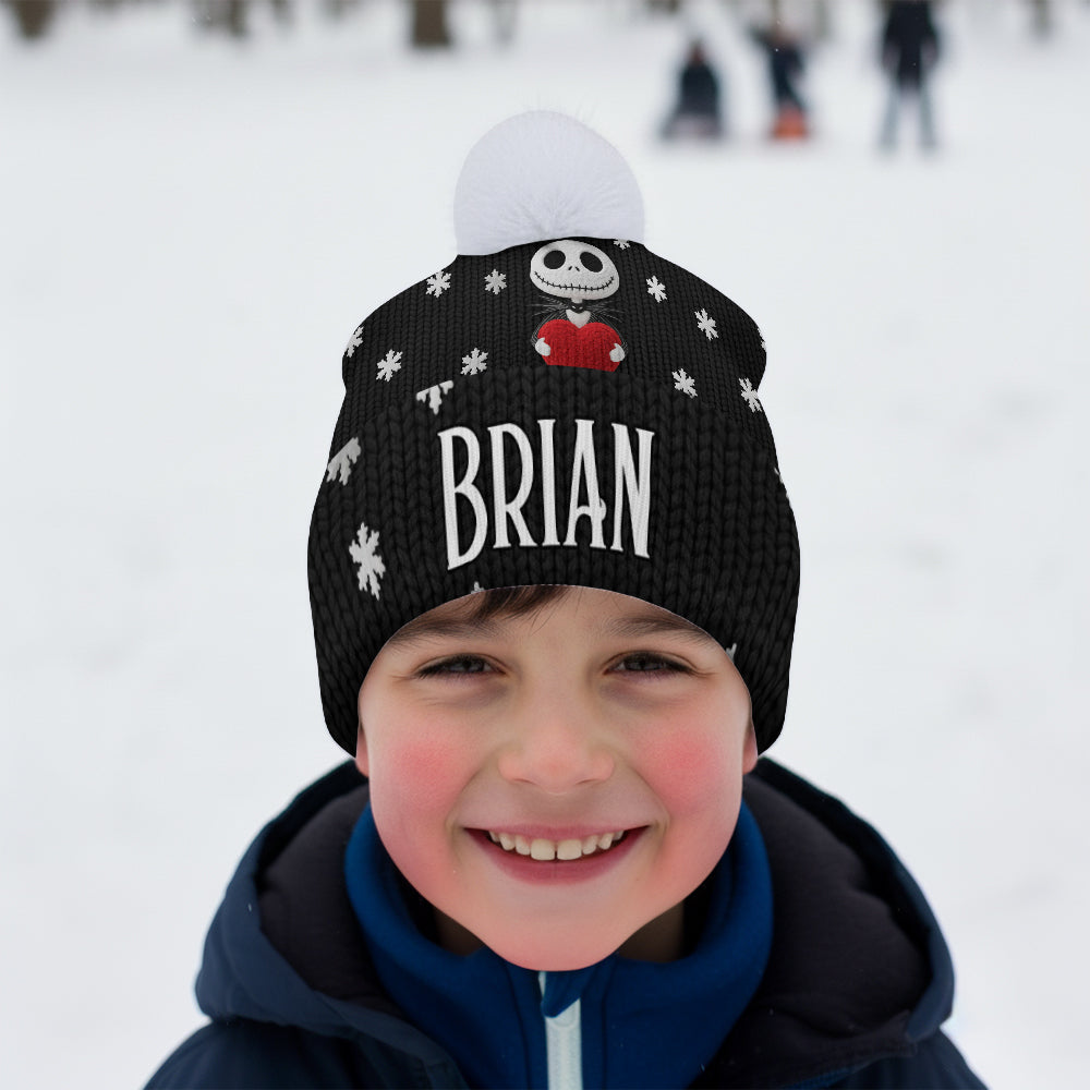 Personalized Nightmare Beanie Hat Custom Name Snowflakes Gift Beanie Hat GradoCreations
