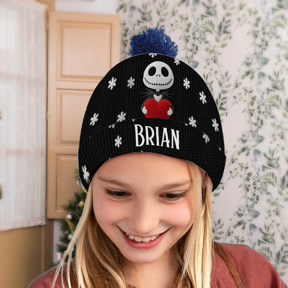 Personalized Nightmare Beanie Hat Custom Name Snowflakes Gift Beanie Hat GradoCreations