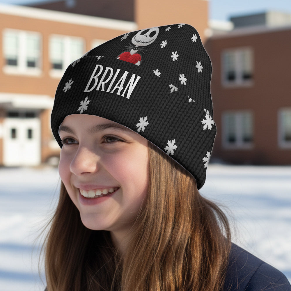 Personalized Nightmare Beanie Hat Custom Name Snowflakes Gift Beanie Hat GradoCreations