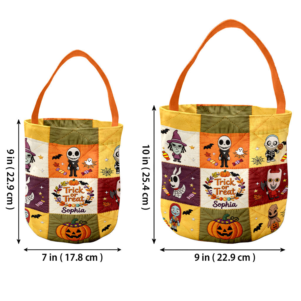 Personalized Halloween Canvas Bucket Bag for Kids - Trick or Treat Gift Canvas Bucket Bag GradoCreations