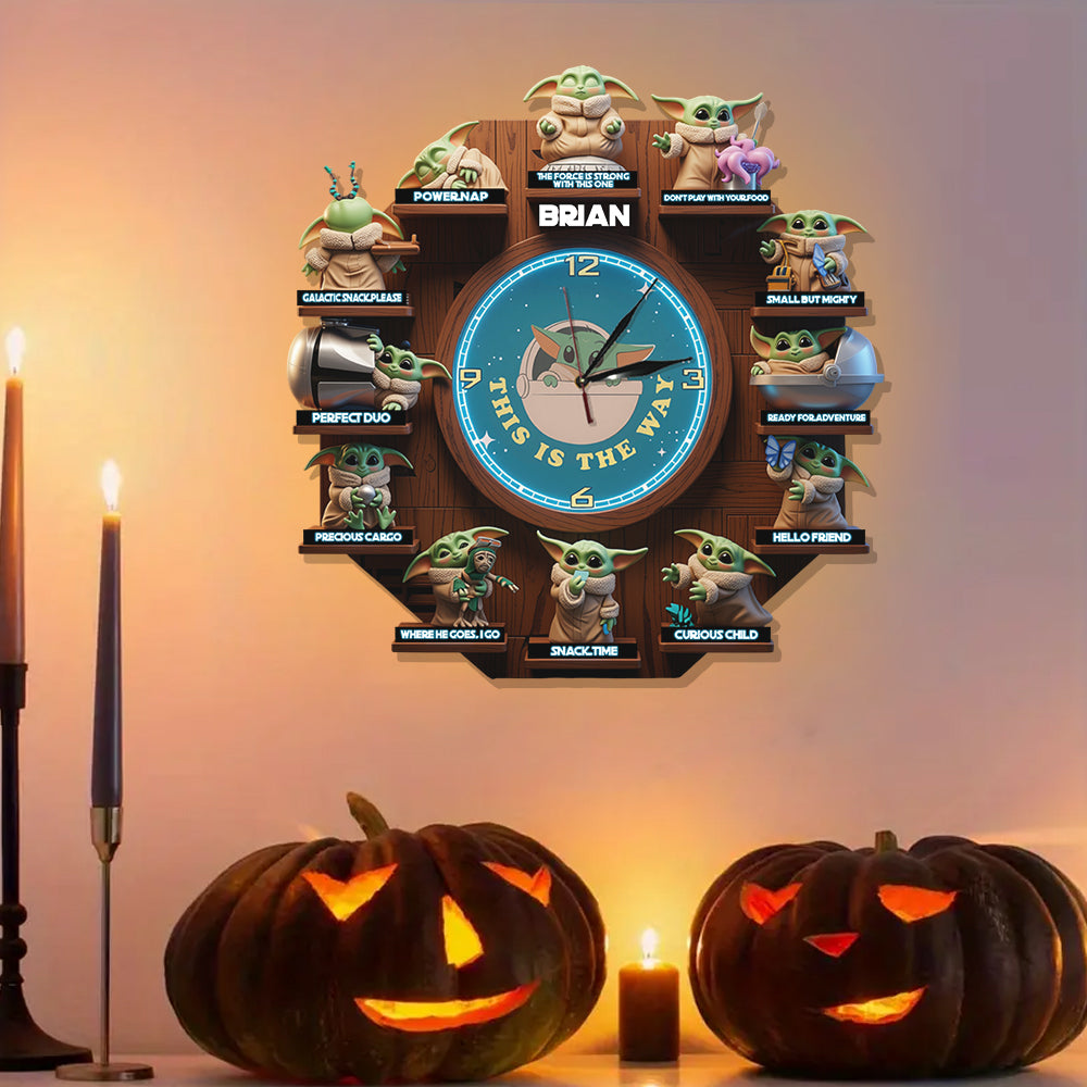 Personalized LED Light Wall Clock Custom Name The Force Gift LED Light Wall Clock GradoCreations