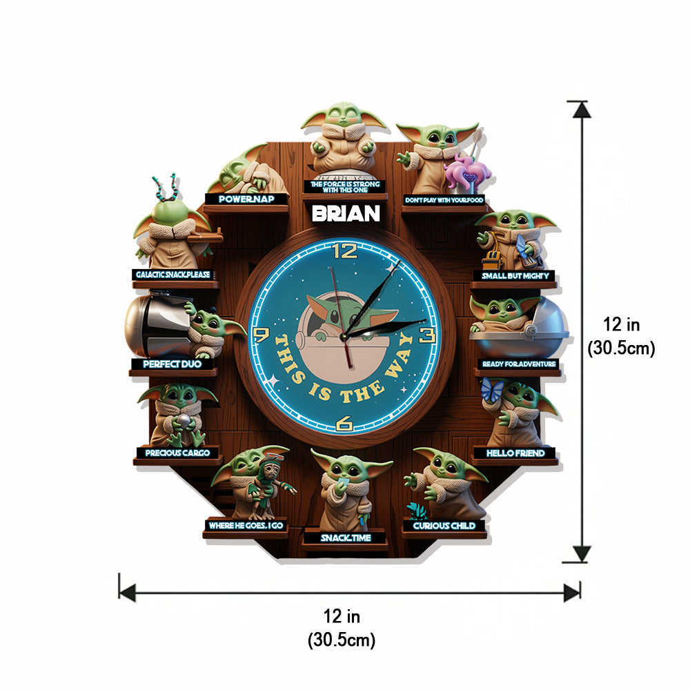 Personalized LED Light Wall Clock Custom Name The Force Gift LED Light Wall Clock GradoCreations