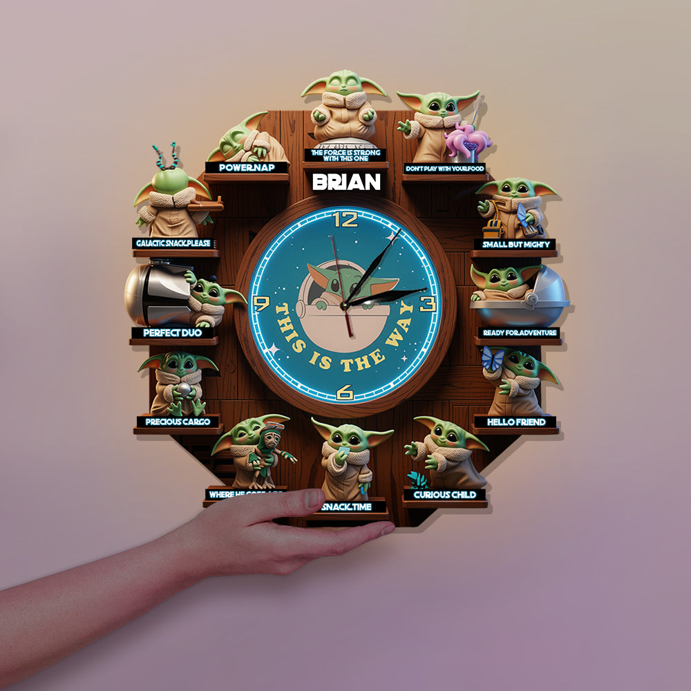 Personalized LED Light Wall Clock Custom Name The Force Gift LED Light Wall Clock GradoCreations