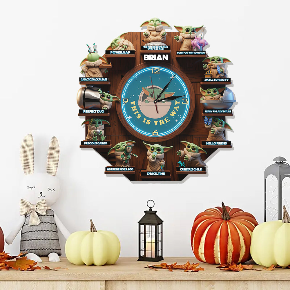 Personalized LED Light Wall Clock Custom Name The Force Gift LED Light Wall Clock GradoCreations