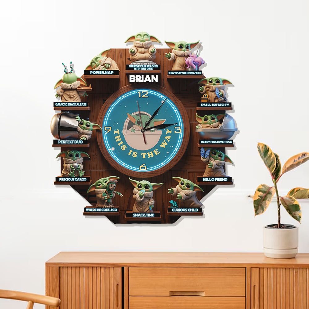 Personalized LED Light Wall Clock Custom Name The Force Gift LED Light Wall Clock GradoCreations