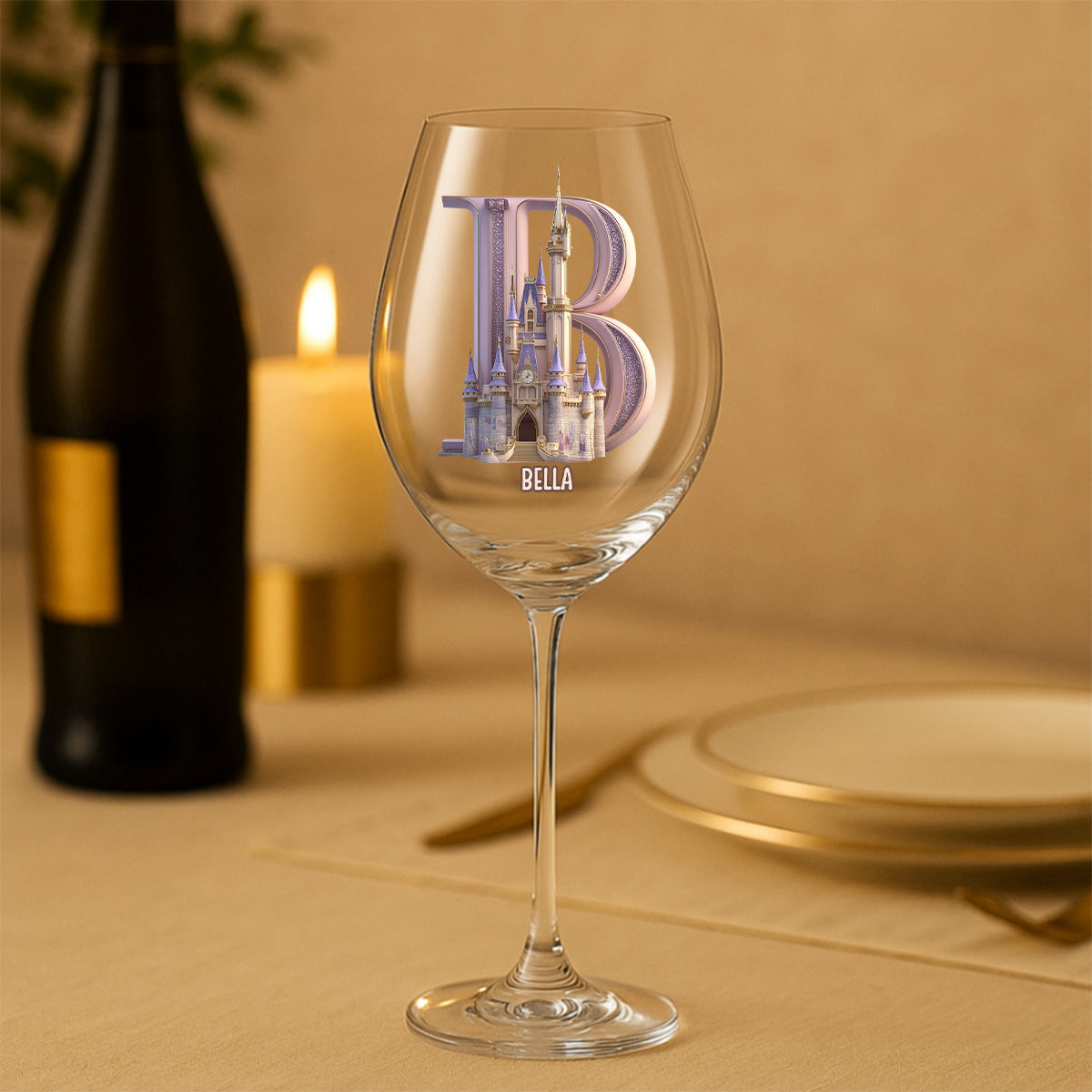 Personalized Magical Castle Wine Glass Custom Name Gift Wine Glass With Long Stem GradoCreations