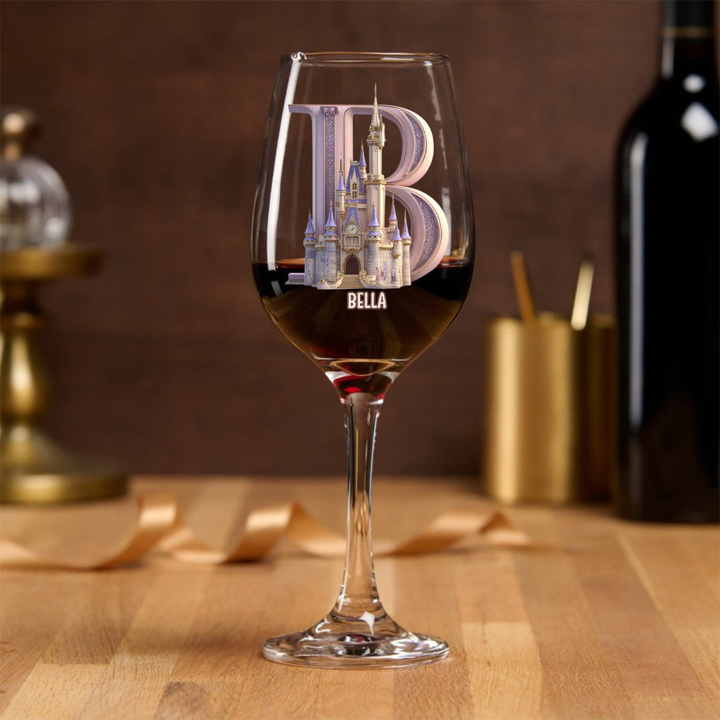 Personalized Magical Castle Wine Glass Custom Name Gift Wine Glass With Long Stem GradoCreations