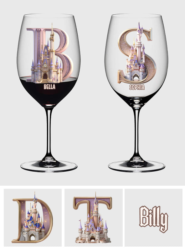 Personalized Magical Castle Wine Glass Custom Name Gift Wine Glass With Long Stem GradoCreations