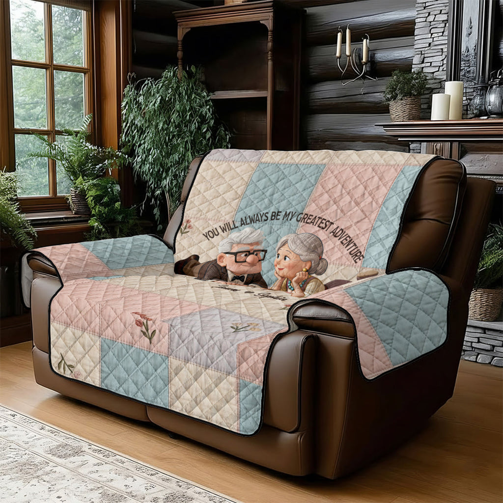 Personalized Quilted Sofa Cover Unique Couple Gift Adventure Quited Sofa Cover GradoCreations
