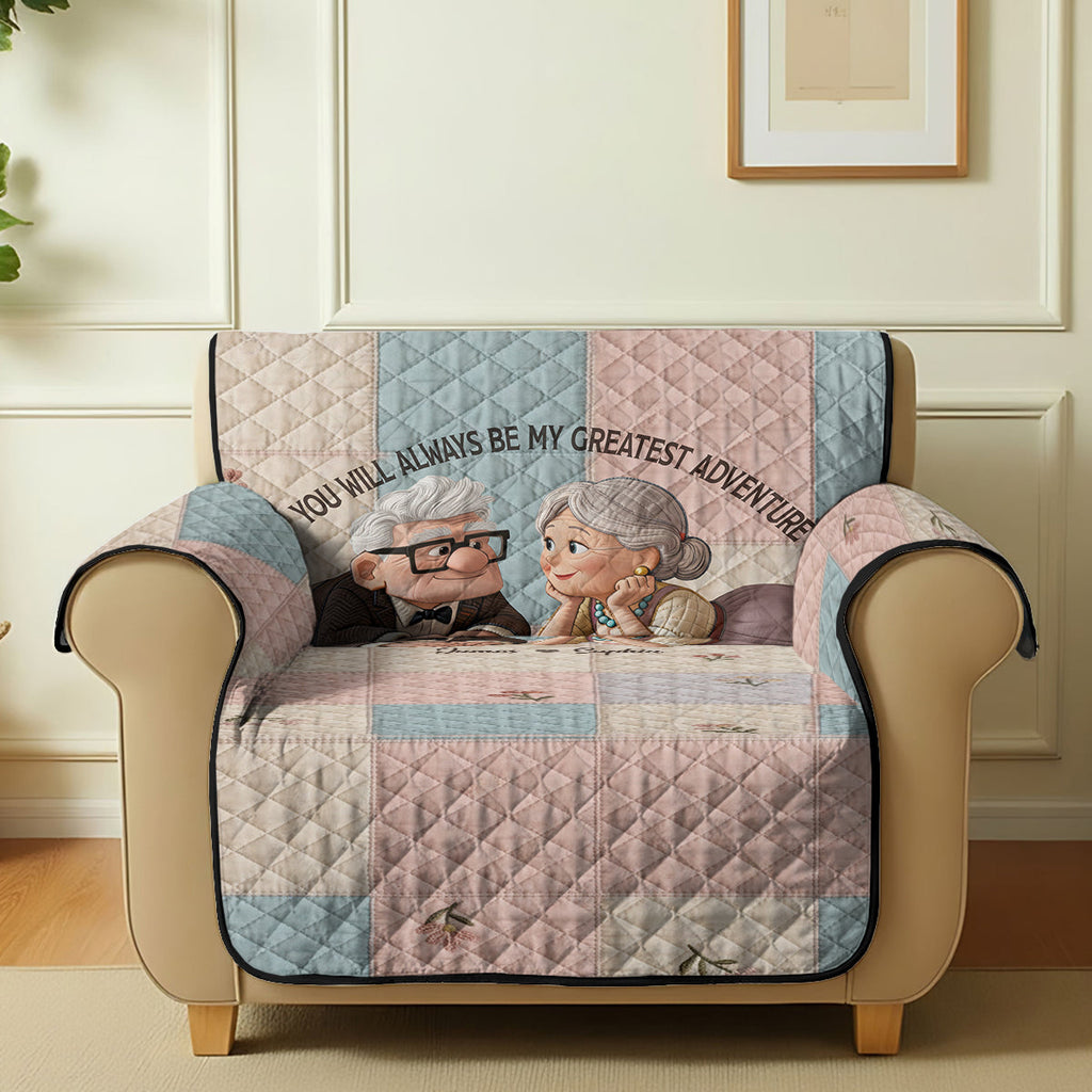 Personalized Quilted Sofa Cover Unique Couple Gift Adventure Quited Sofa Cover GradoCreations