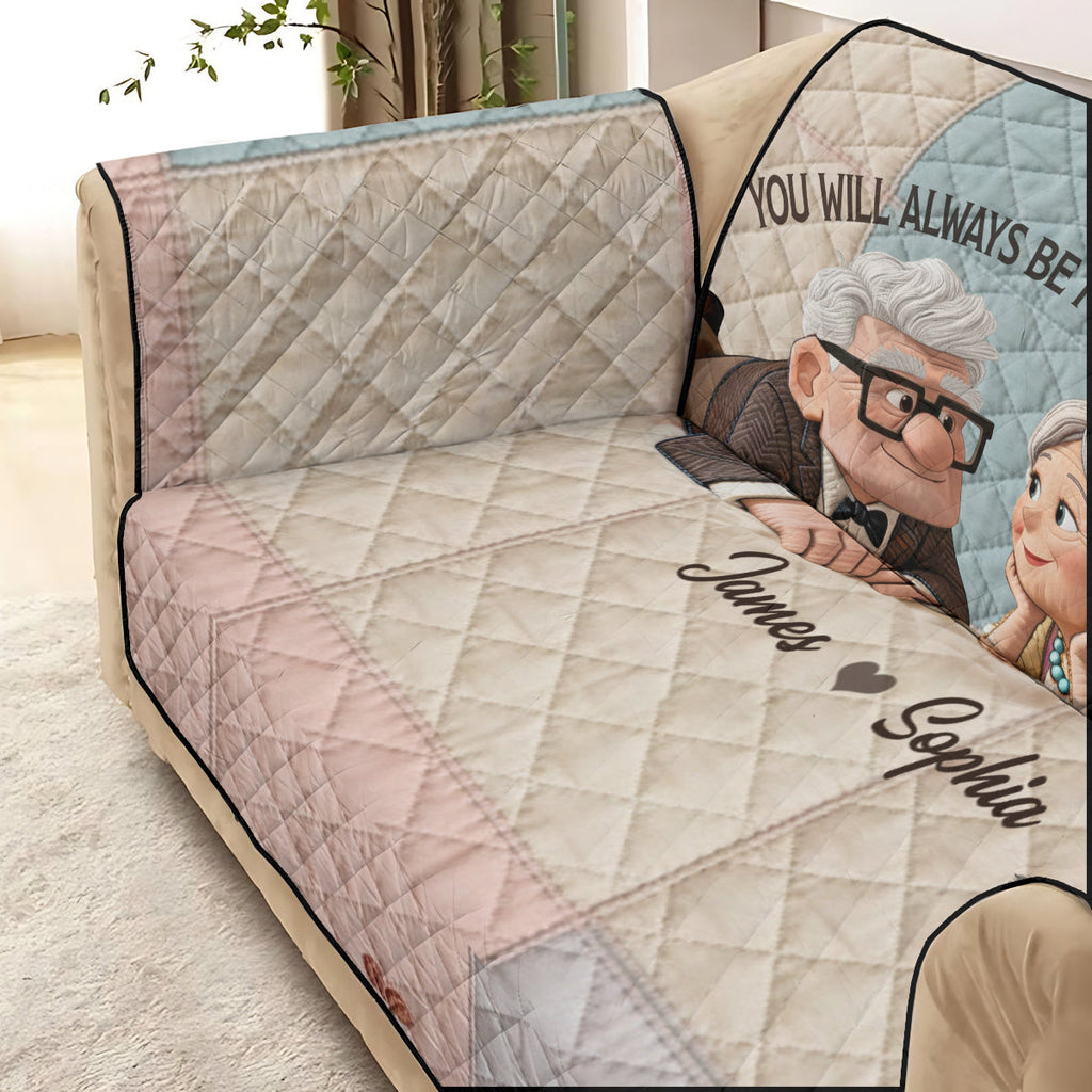 Personalized Quilted Sofa Cover Unique Couple Gift Adventure Quited Sofa Cover GradoCreations