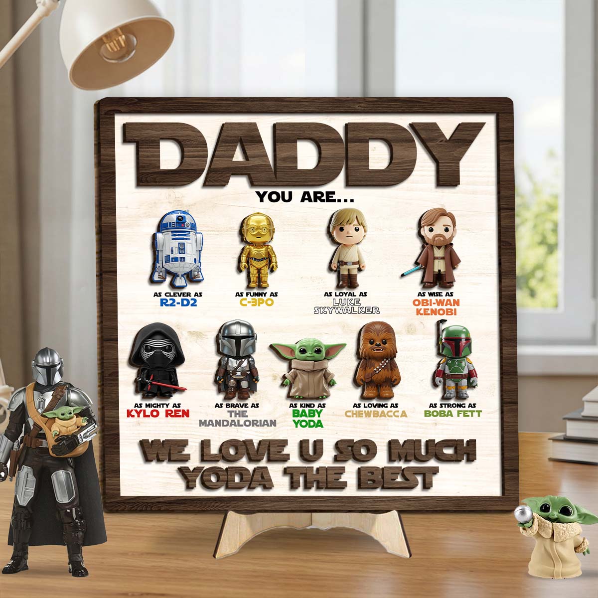 Personalized 2 Layered Wood Sign Gift for Dad | Star Wars Theme 2 Layered Wood Sign GradoCreations