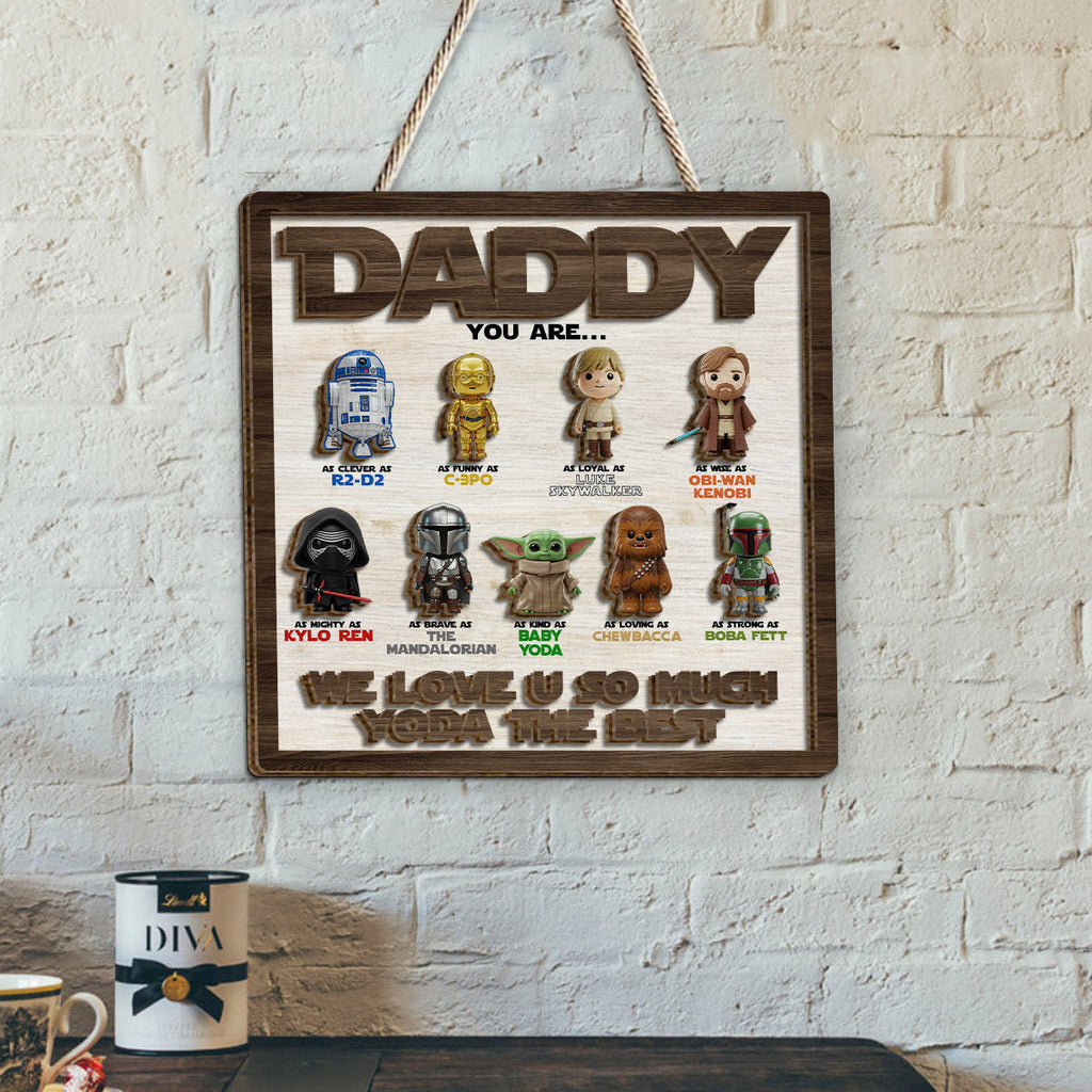 Personalized 2 Layered Wood Sign Gift for Dad | Star Wars Theme 2 Layered Wood Sign GradoCreations