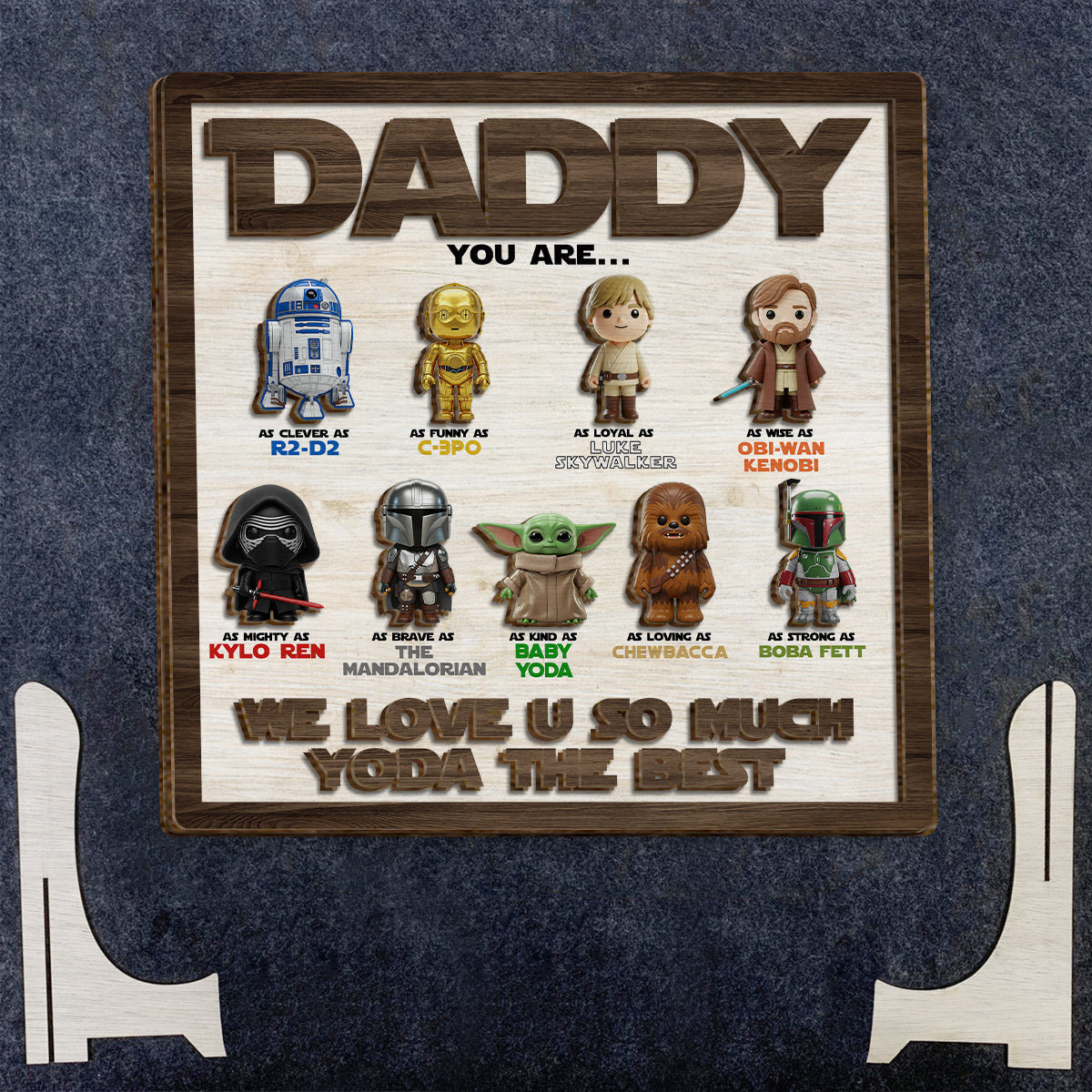 Personalized 2 Layered Wood Sign Gift for Dad | Star Wars Theme 2 Layered Wood Sign GradoCreations