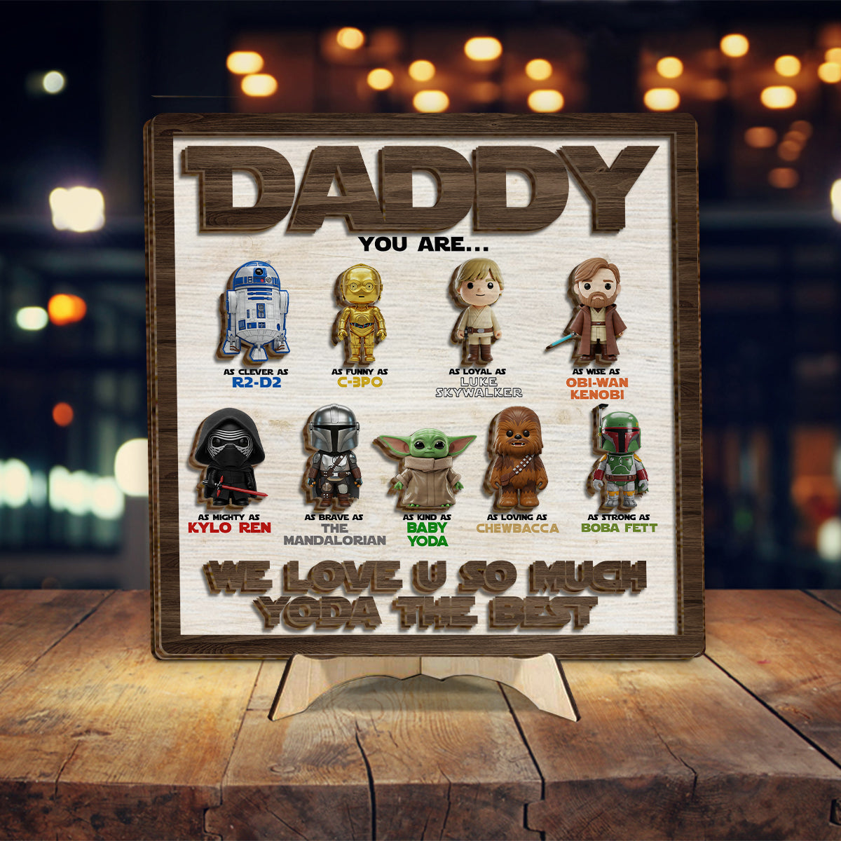 Personalized 2 Layered Wood Sign Gift for Dad | Star Wars Theme 2 Layered Wood Sign GradoCreations